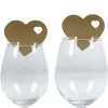 Marque verre coeur doré x10
