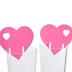 Marque verre coeur rose fuchsia x10