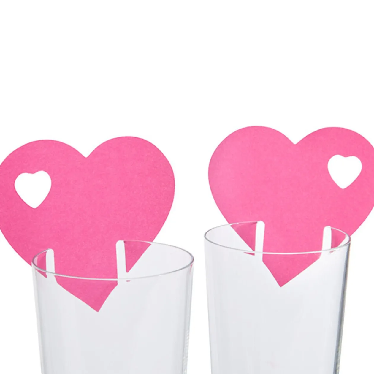 Marque verre coeur rose fuchsia x10