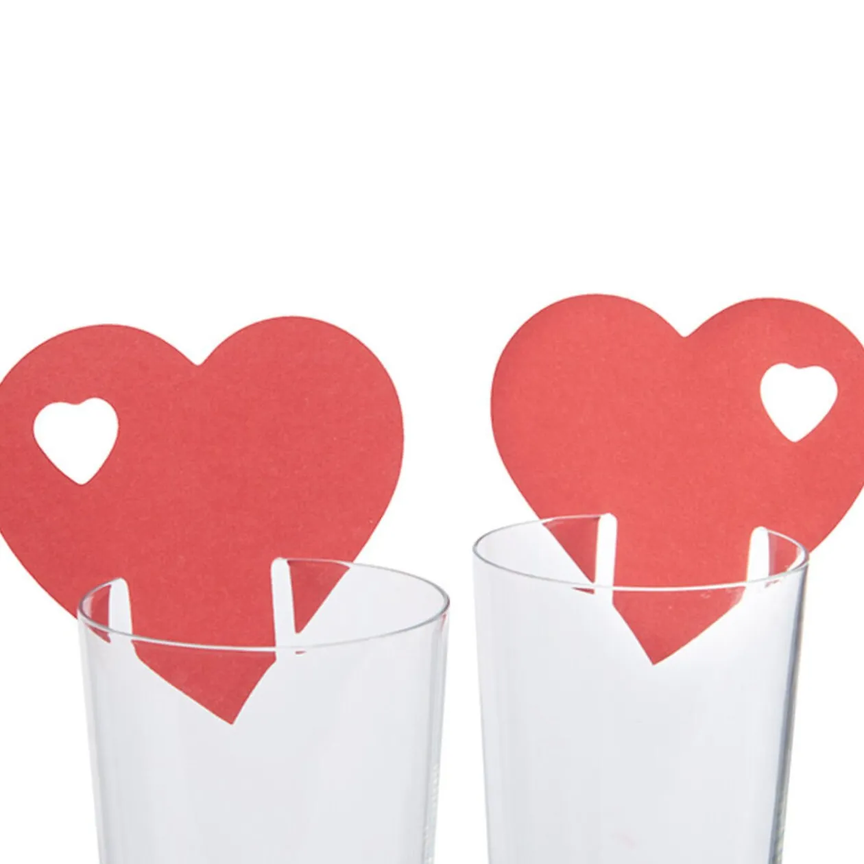 Marque verre coeur rouge x10