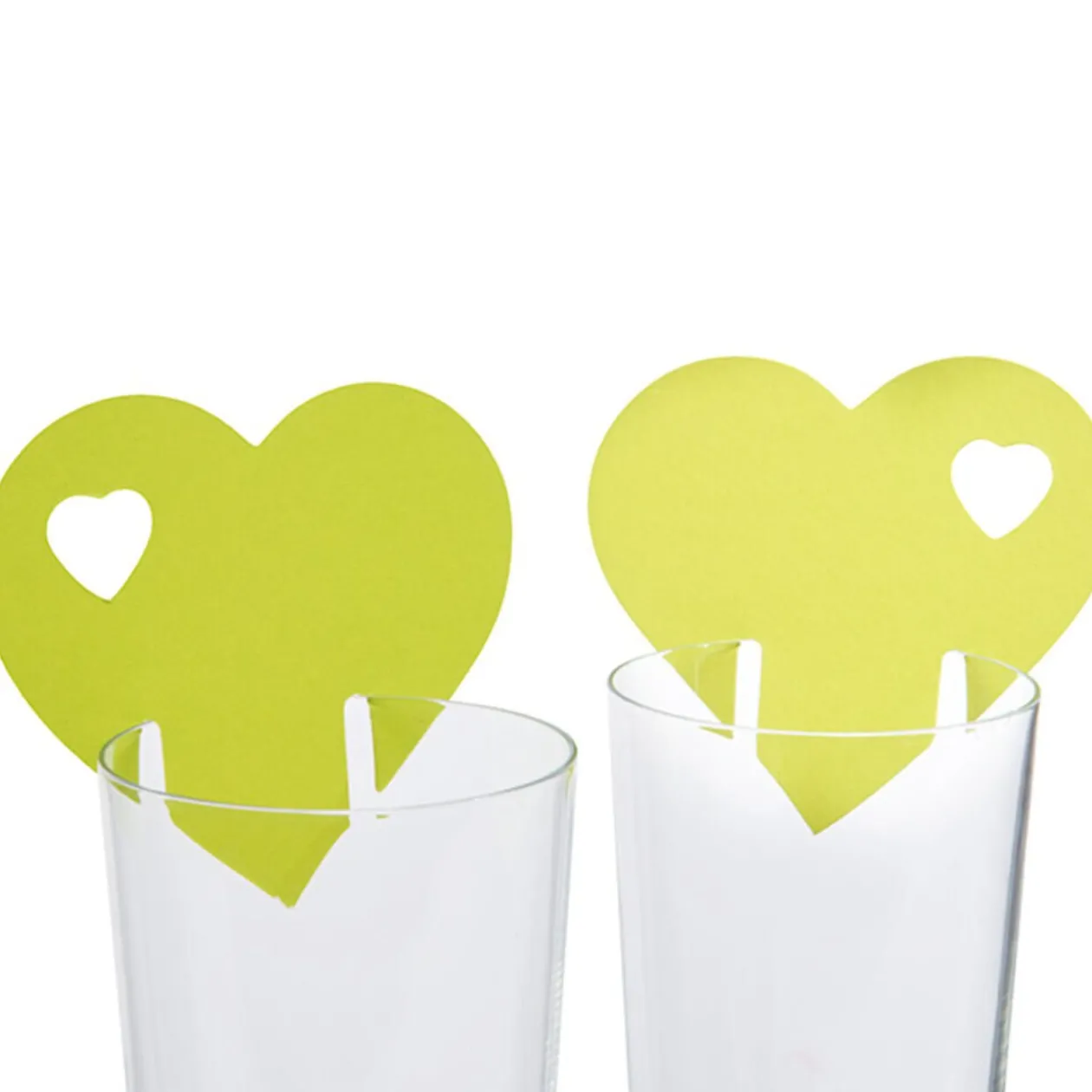 Marque verre coeur vert anis x10