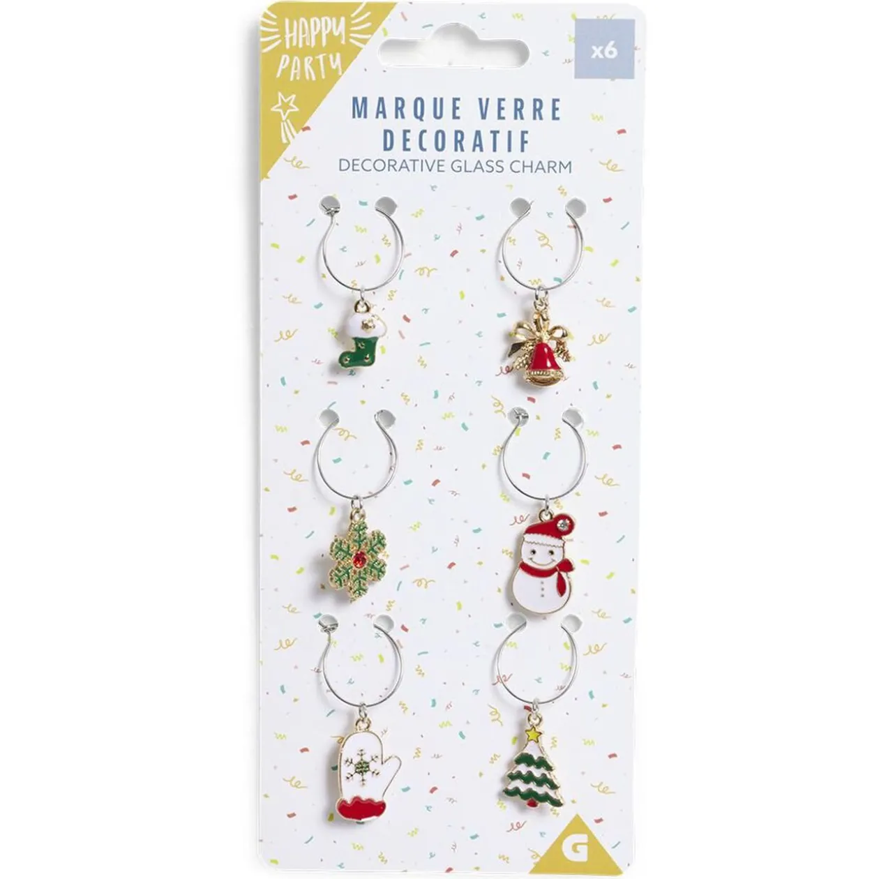 Marque verre décoratif Noël x6