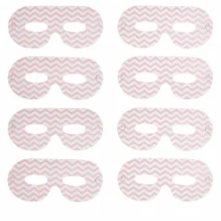 Masque de fête motif zig zag blanc et rose en carton x 8