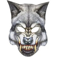 Masque enfant Halloween loup animal noir et gris