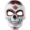 Masque squelette adulte jour des morts calavera fleur rouge et noir