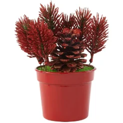 Mini sapin artificiel en pot rouge