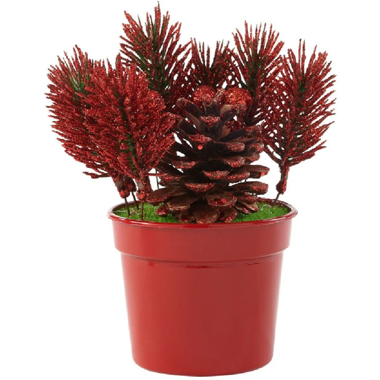 Mini sapin artificiel en pot rouge