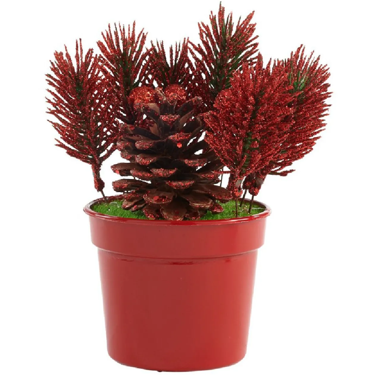 Mini sapin artificiel en pot rouge