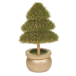Mini sapin vert artificiel dans pot doré
