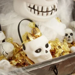 Mini seau forme tête de mort blanc et noir x6