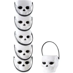 Mini seau forme tête de mort blanc et noir x6