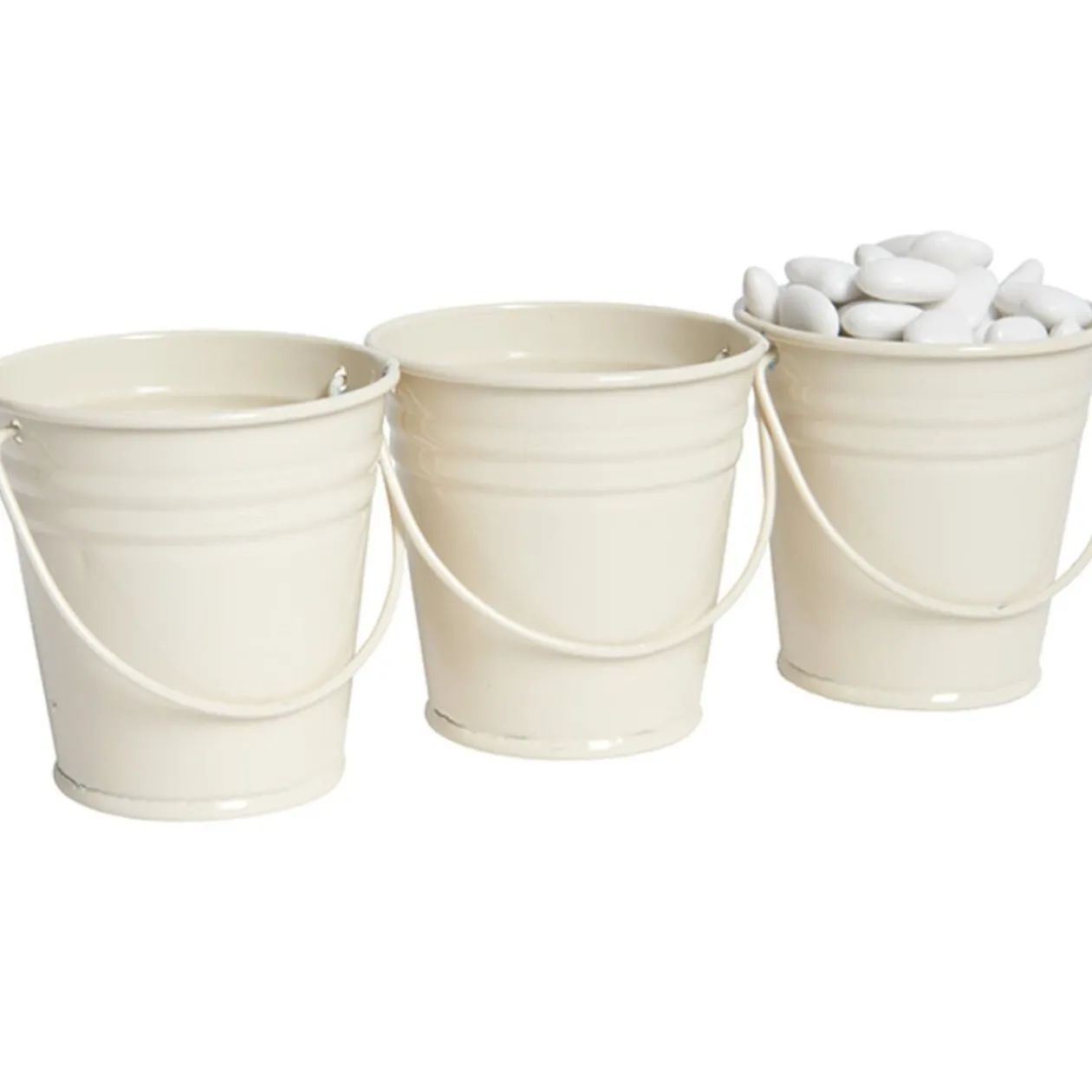 Mini seau ivoire x3