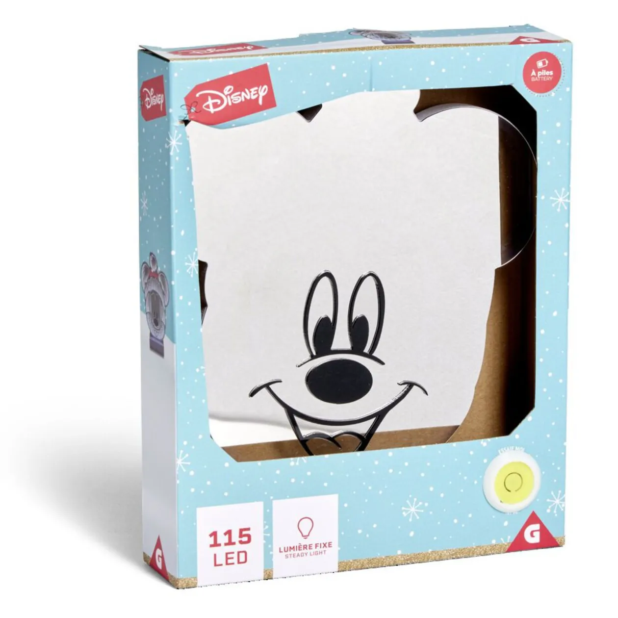 Miroir LED Disney Mickey effet infini à piles H25cm