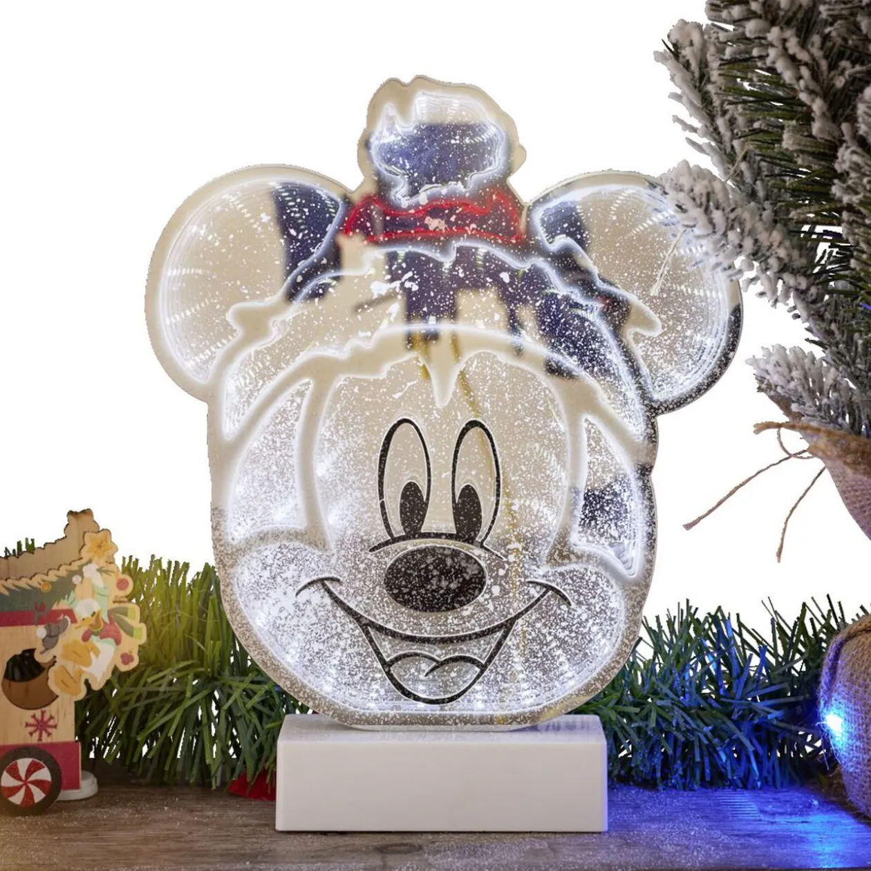 Miroir LED Disney Mickey effet infini à piles H25cm