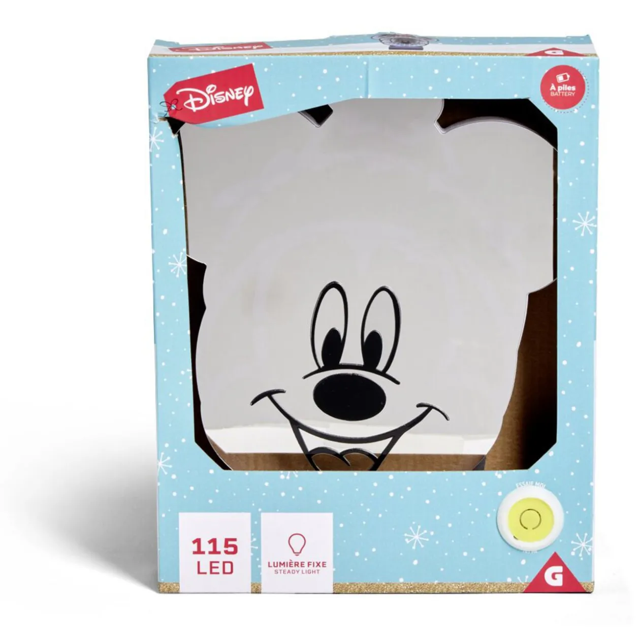 Miroir LED Disney Mickey effet infini à piles H25cm