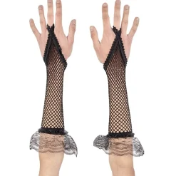 Mitaine gothique en résille avec noeud en dentelle