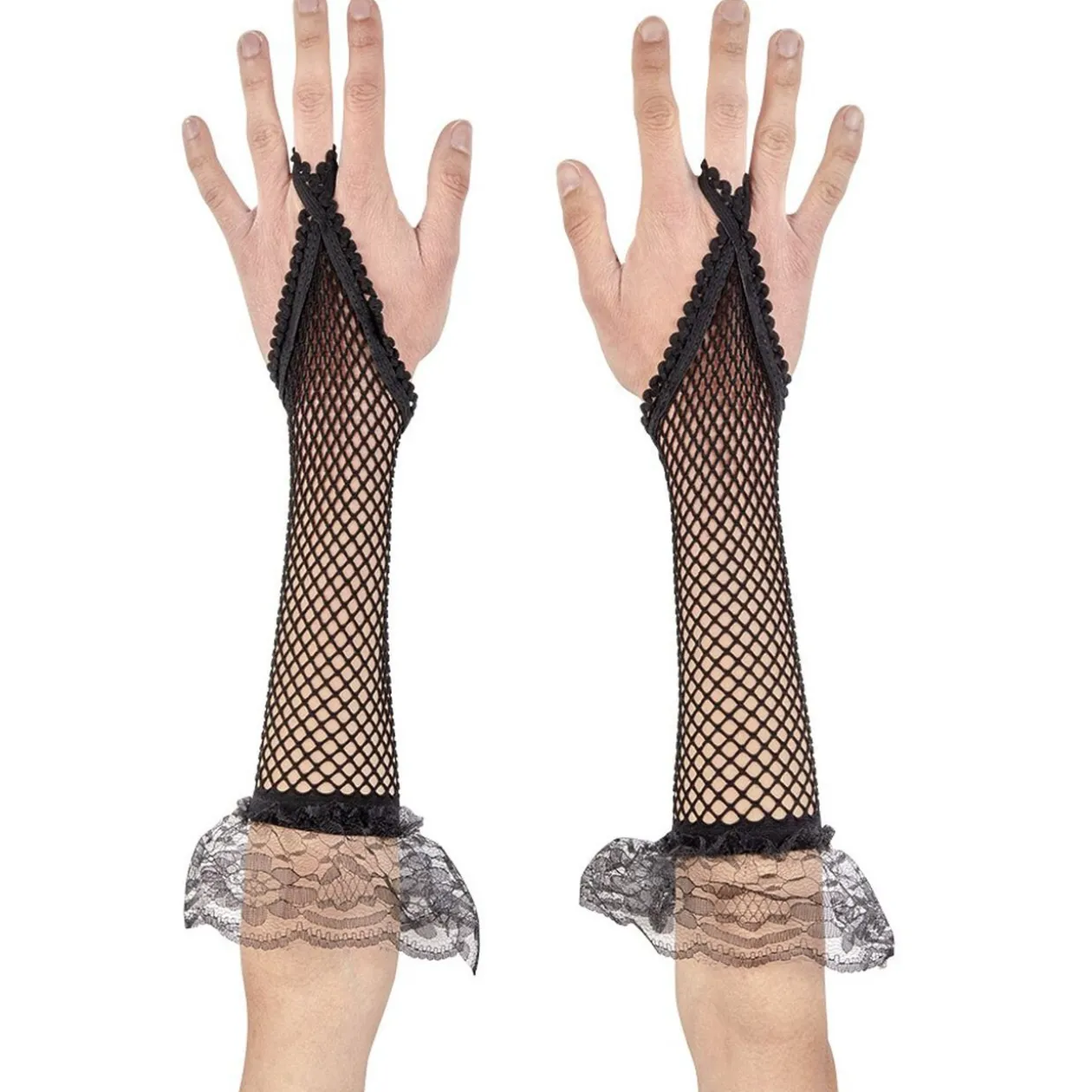 Mitaine gothique en résille avec noeud en dentelle