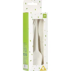 Ménagère réutilisable en amidon de maïs 6 personnes blanc