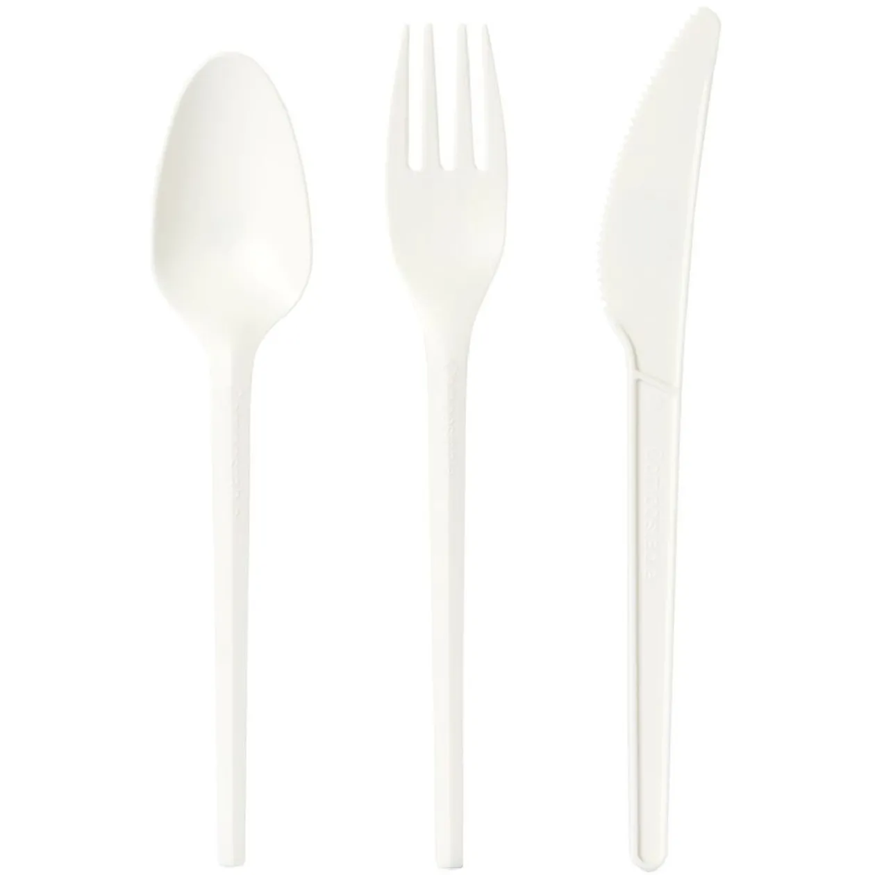 Ménagère réutilisable en amidon de maïs 6 personnes blanc