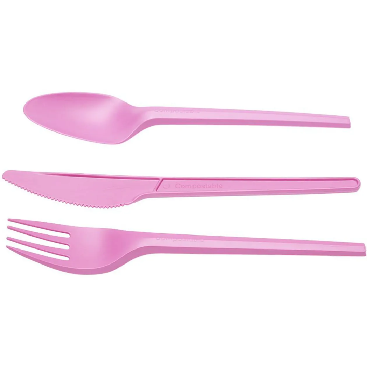 Ménagère réutilisable en amidon de maïs 6 personnes rose