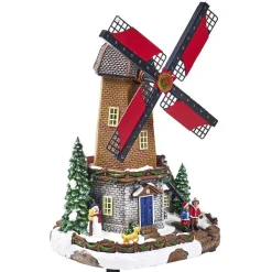 Moulin à vent lumineux animé et musical Village de Noël