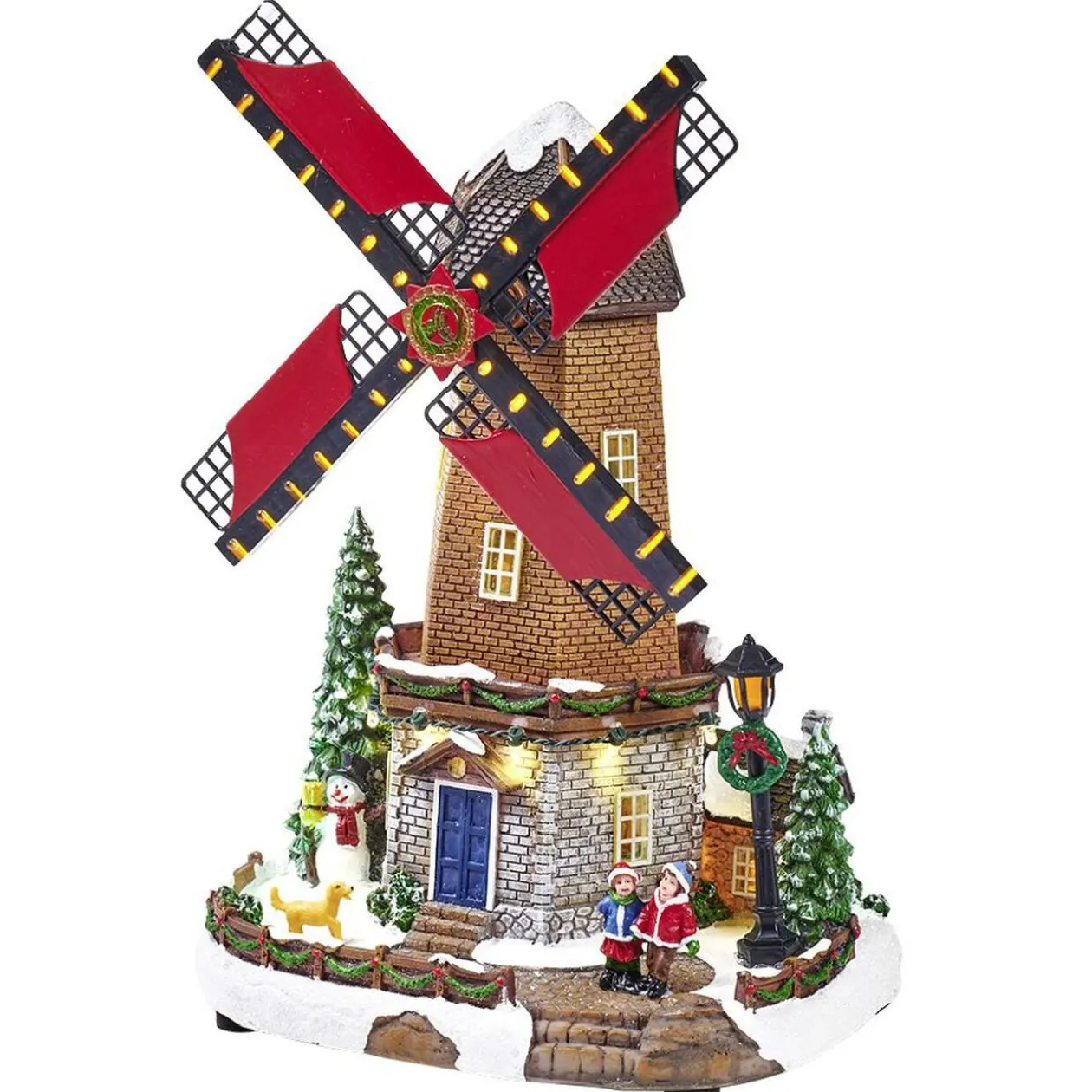 Moulin à vent lumineux animé et musical Village de Noël