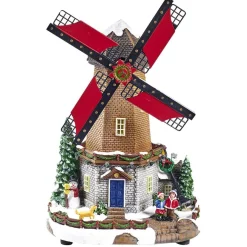 Moulin à vent lumineux animé et musical Village de Noël