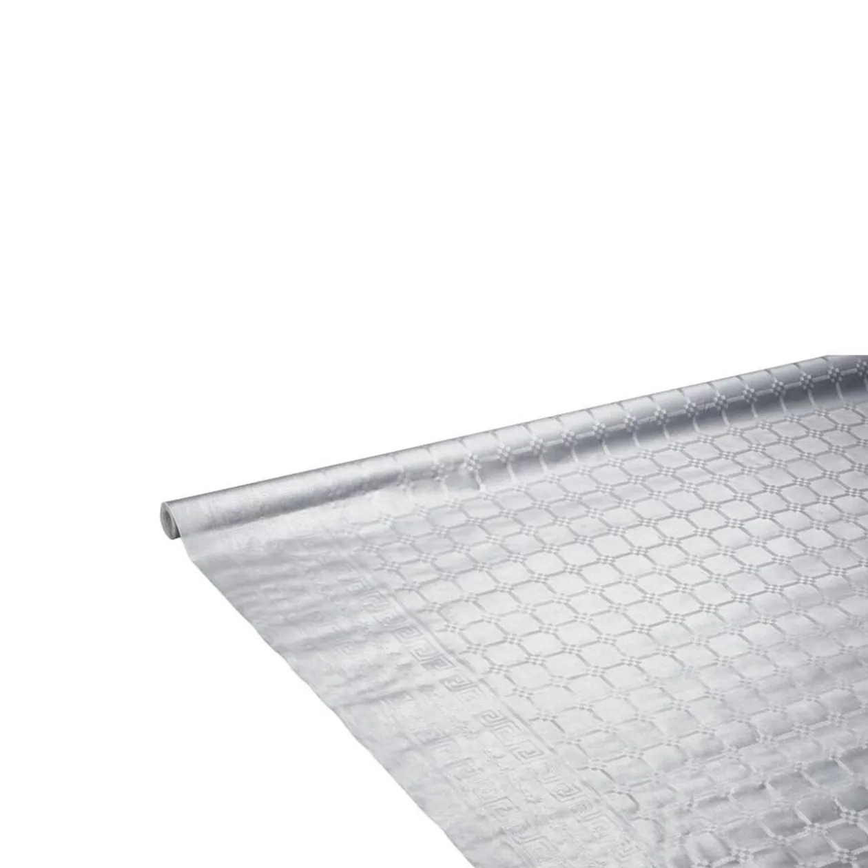 Nappe damassée argentée en papier 6 m
