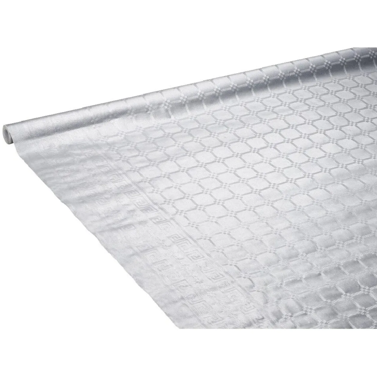 Nappe damassée argentée en papier 6 m