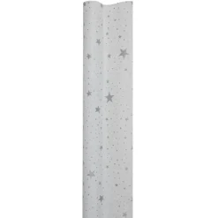 Nappe damassée blanche et étoiles argentées