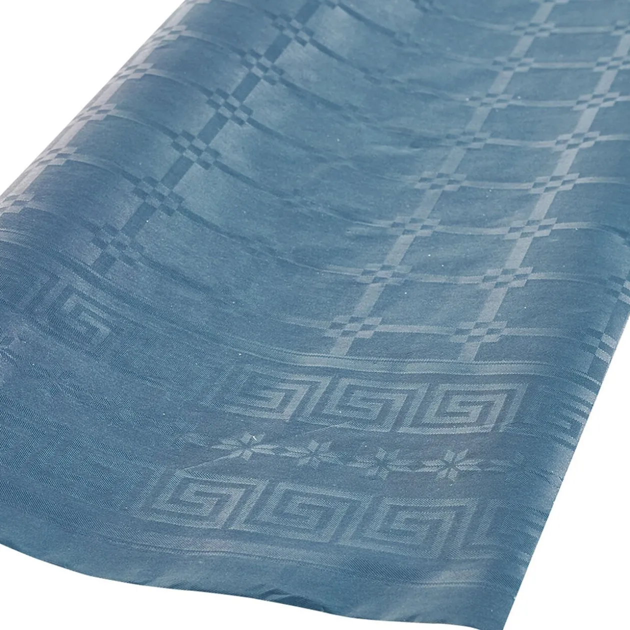 Nappe damassée bleu canard en papier 6 m
