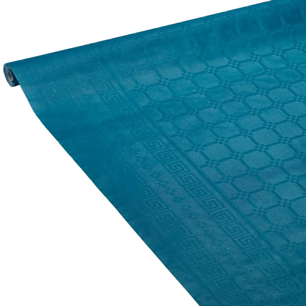 Nappe damassée bleu canard en papier 6 m