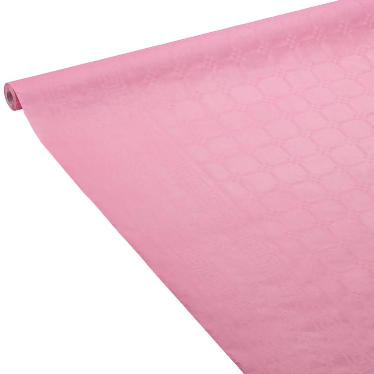 Nappe damassée en papier rose L 6 m