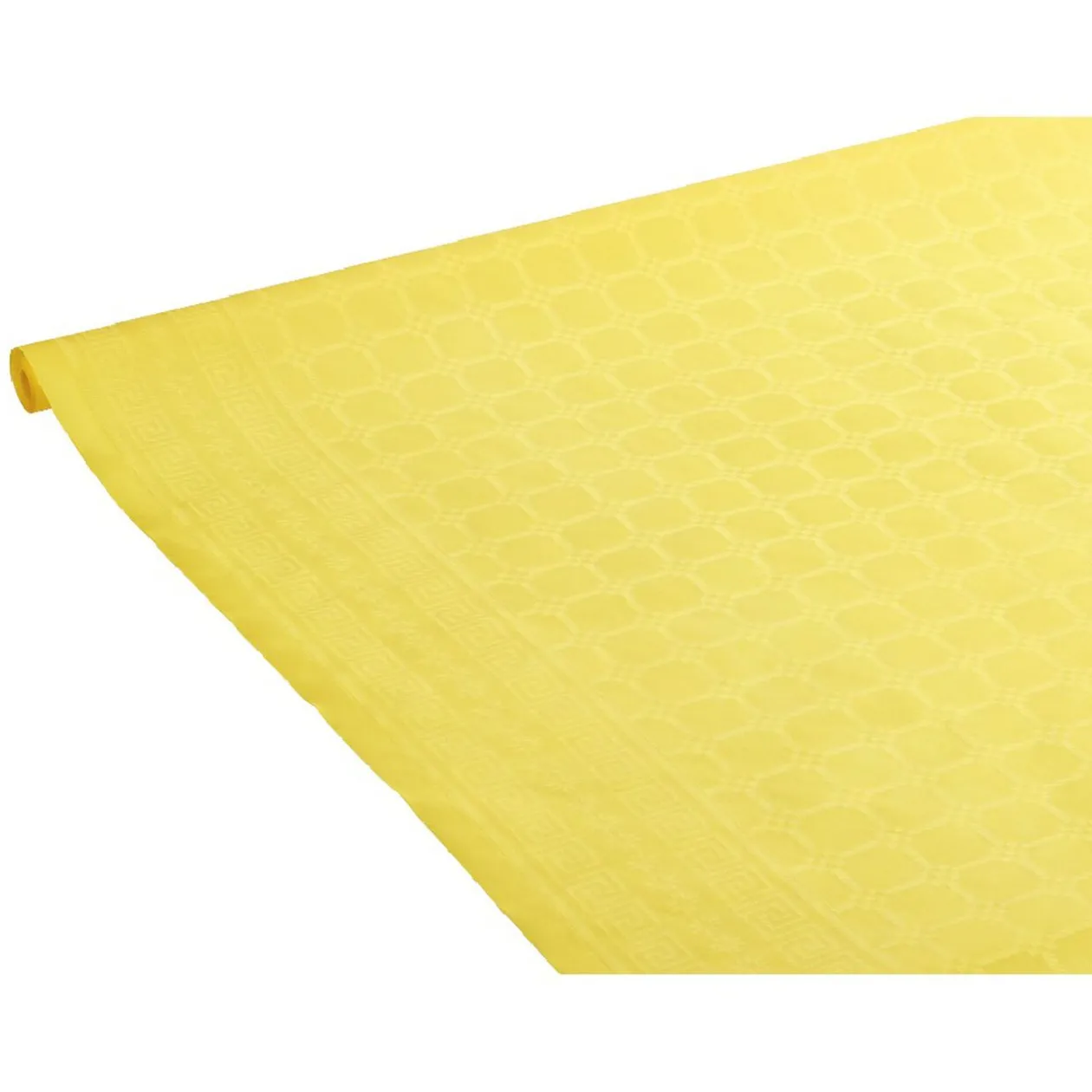 Nappe damassée jaune en papier 6 m