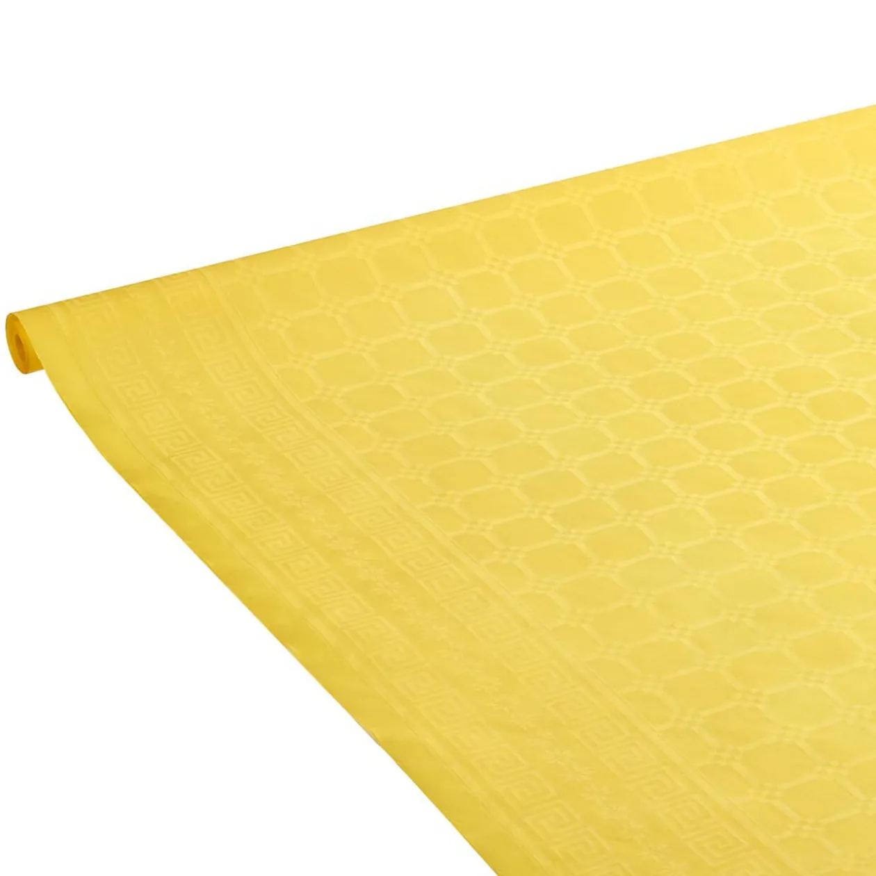 Nappe damassée jaune en papier 6 m