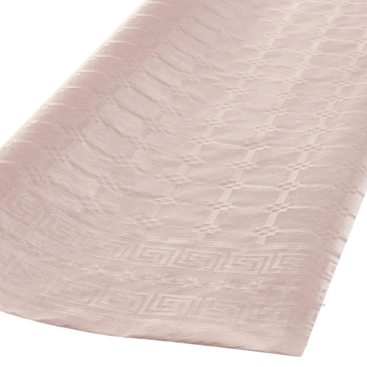 Nappe damassée rose pâle en papier L 6 m