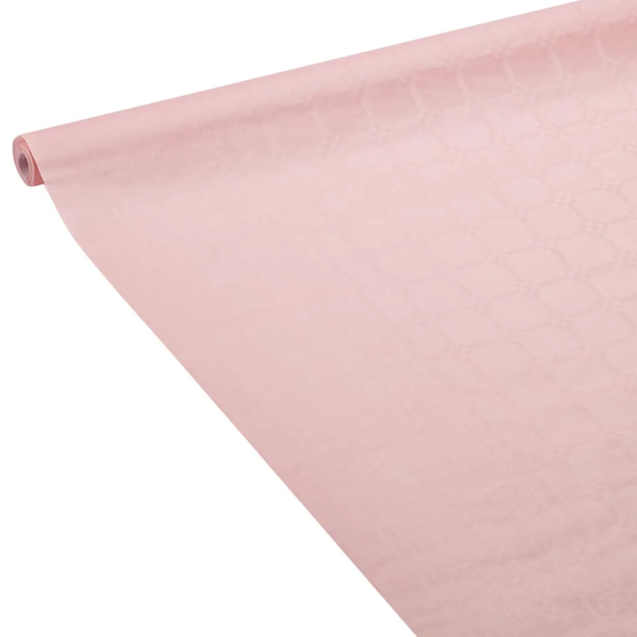 Nappe damassée rose pâle en papier L 6 m