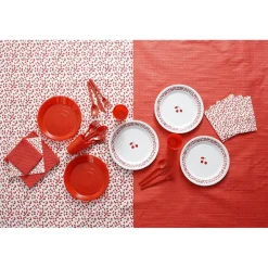 Nappe damassée rouge en papier 6 m