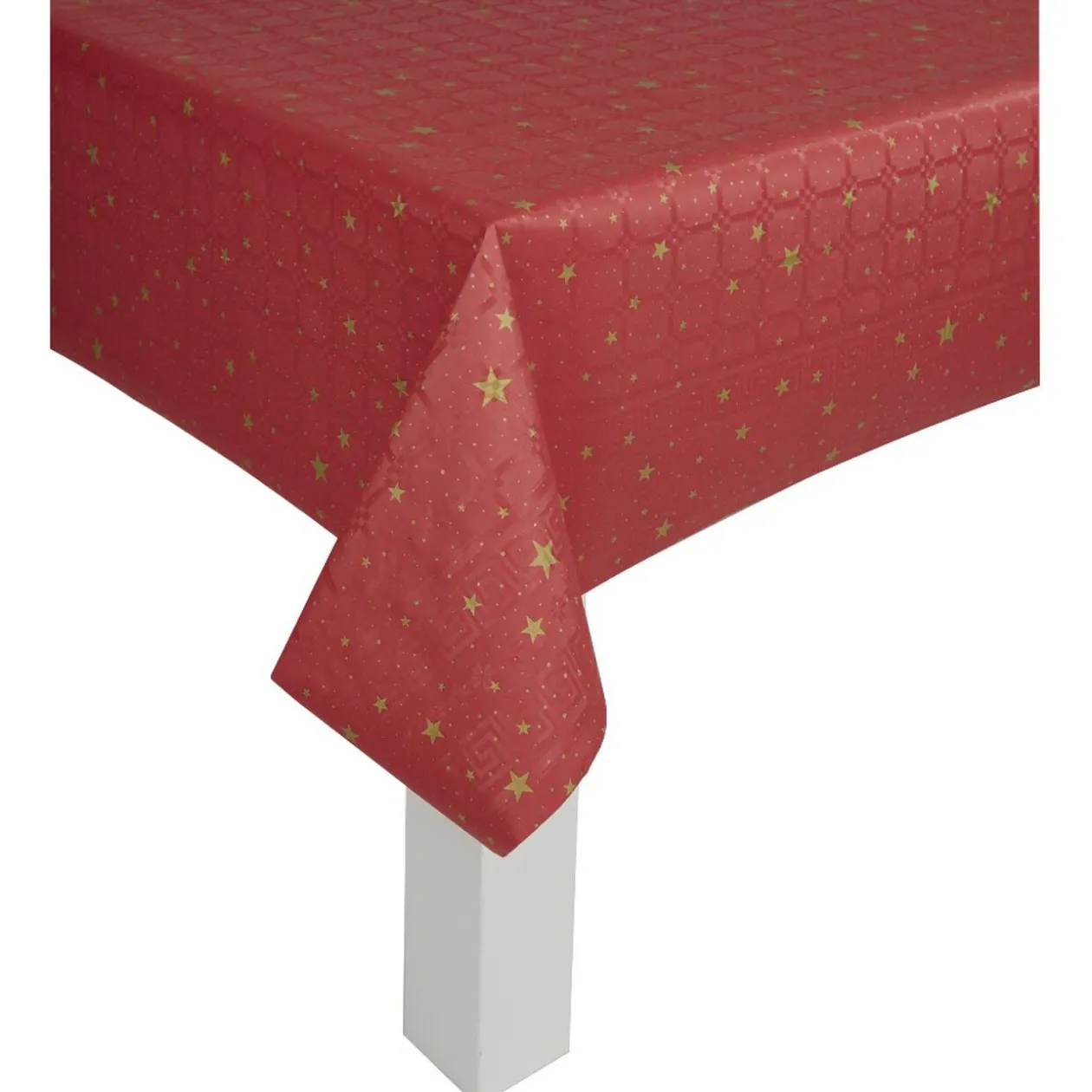 Nappe damassée rouge et étoiles dorées