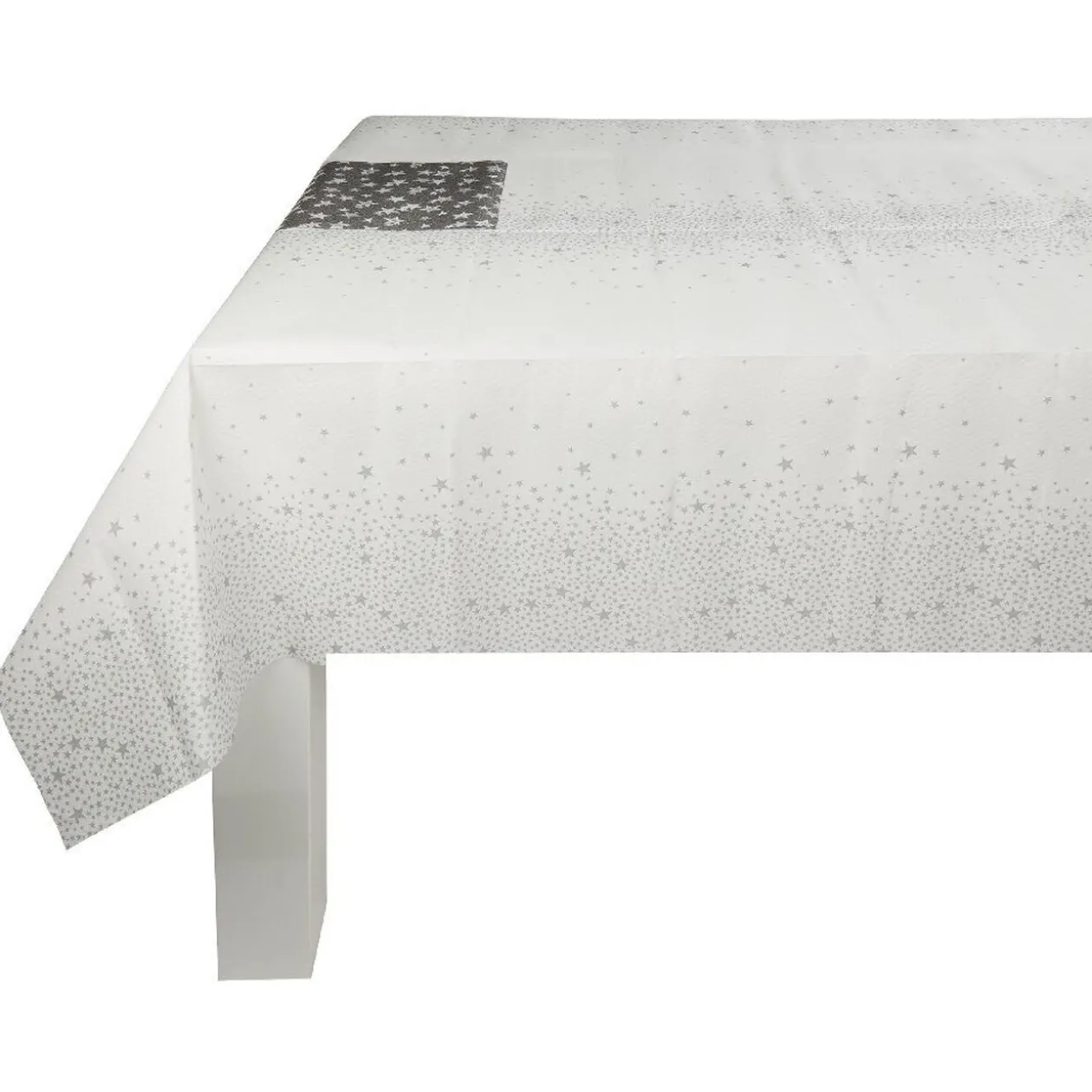 Nappe pliée blanche motif étoiles argentées