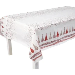 Nappe pliée motif sapins de Noël rouge et blanche