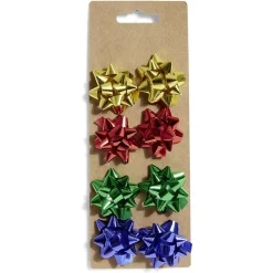 Noeud bolduc brillant doré rouge vert bleu x8