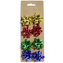 Noeud bolduc brillant doré rouge vert bleu x8