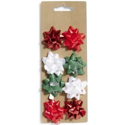 Noeud bolduc rouge blanc vert x8