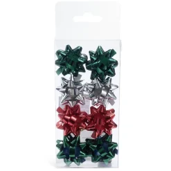 Noeud brillant vert rouge gris pour emballage cadeau x8