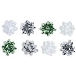 Noeud cadeau blanc vert gris x8