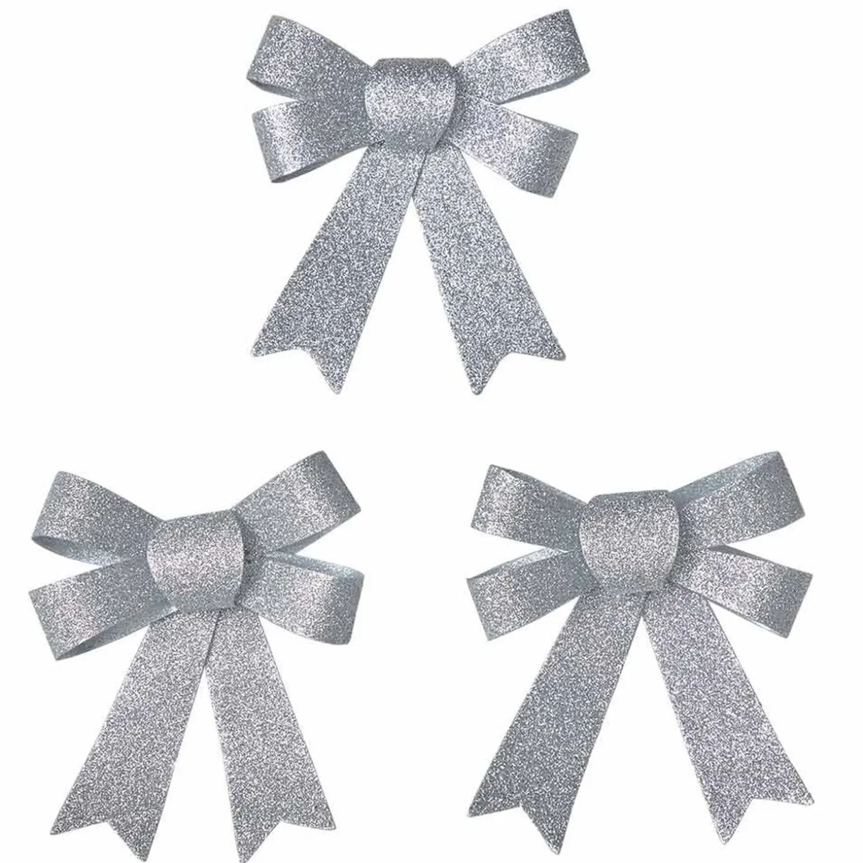 Noeud de Noël argenté à suspendre x3