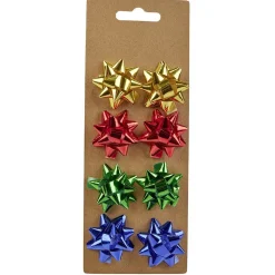 Noeud de Noël bolduc traditionnel doré rouge vert bleu x8