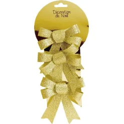Noeud de Noël doré à suspendre x3