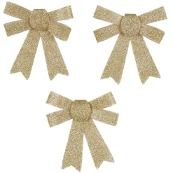 Noeud de Noël doré à suspendre x3